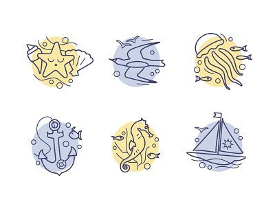 Icons "Seaside" icon illustrator medusa sea seagull trip ui