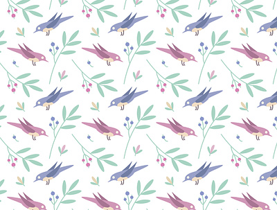 Bird`s seamless pattern bird cute animal design pattern seamless