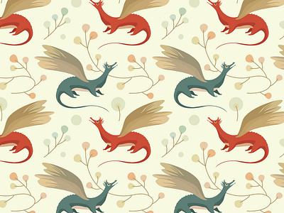 Seamless  Dragons pattern