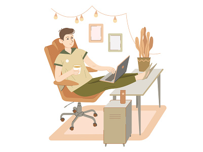 Freelancer`s work space character cozy design freelance illustration illustrator vector work workspace