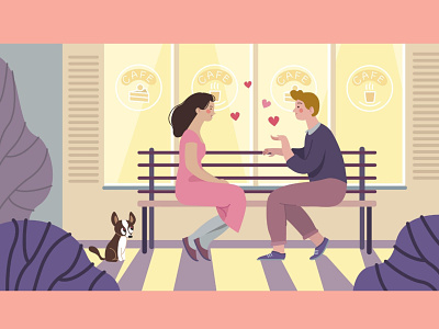After the Cafe character evening flat illustration illustration illustrator love lovers night vector