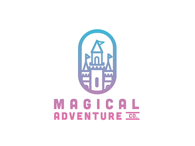 Magical Adventure Co. Logo animation animation 2d animations california castle castle logo disney disneyland gradient hipster sacramento theme parks thick lines tourism travel typography vacation
