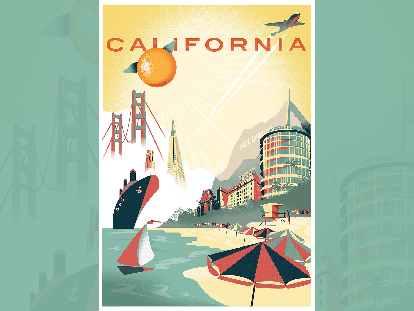 California Travel Poster california color design dribbble illustration los angeles poster posters retro san francisco travel typography vintage vintage logo