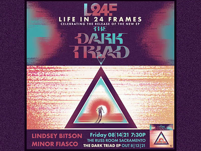 Life in 24 Frames - The Dark Triad EP Release Show Motion Poster design gigposter gigposters illustration logo motion graphics motion poster poster posters sacramento scifi typography