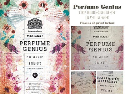 Perfume Genius gig poster. Double-sided print on vellum paper. gigposter gigposters poster posters sacramento