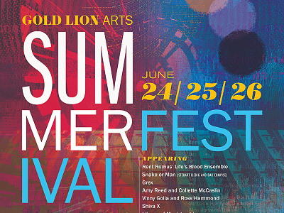 Gold Lion Arts Summer Festival Poster gigposter gold lion jazz poster sacramento typography