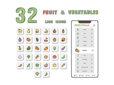 Fruit & Vegetables line icons