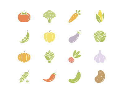 Simple Vegetable Icons app broccoli collection corn cucumber eco flat food garden graphic design healthcare icon logo set simple tomato ui vector vegetable web