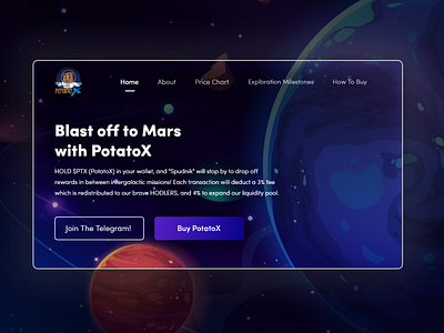 Landing page design of PotatoX(cryptocurrency)