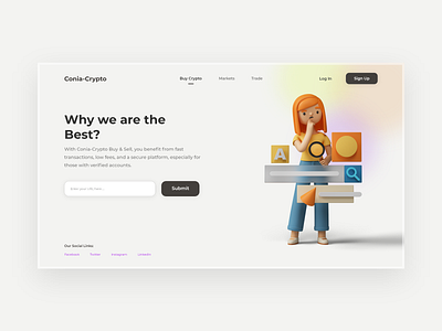 SaaS Hero Header Design: Conia-Crypto