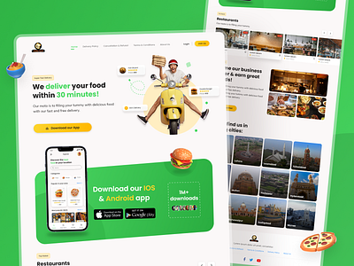 Landing page design for Food Delivery App