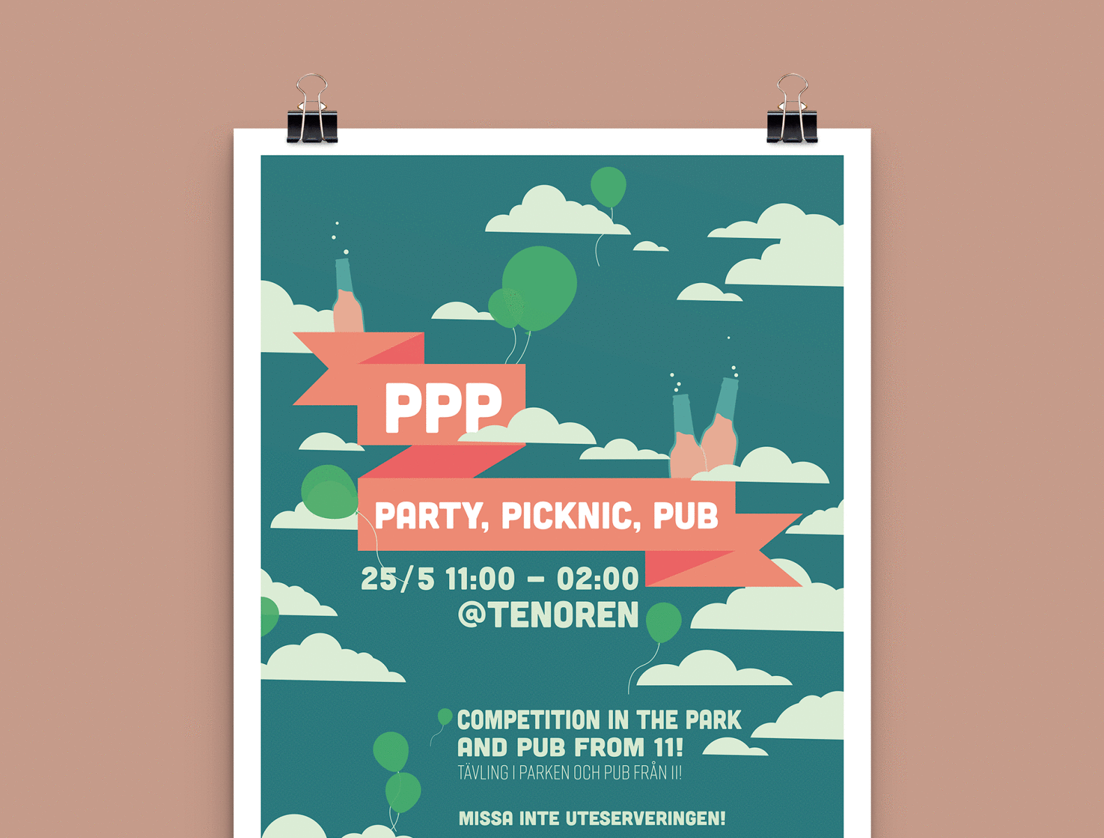 Party, picnic & pub design event illustraion poster
