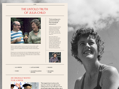 Julia Child Biography concept biography concept design longread minimalism paper peoples ui webdesign