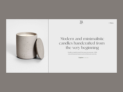 Main screen of Zoa concept site redesign candles e shop first screen minimalism onlineshop redesign ui webdesign