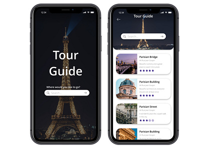 Experimental Design for a Tourism App app design mockup tour guide tourism ui design ux design
