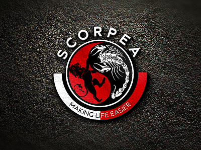 Scorpion and Lion Round Logo app bold branding business businesscard desert design entrepreneur icon identity lion logo logo maker logodesigner minimalist professional red round logo scorpion unique