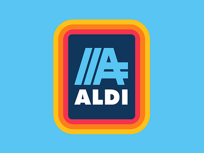 Aldi Redesign badge grocery store logo rebrand rebranding redesign retro simple logo thick lines