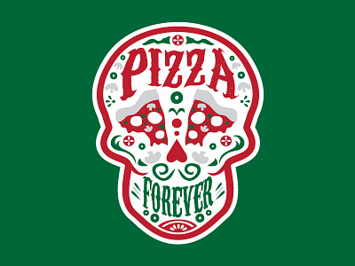 Pizza Forever - Italy food italy pepperoni pizza pizza forever sauce skull slices sticker
