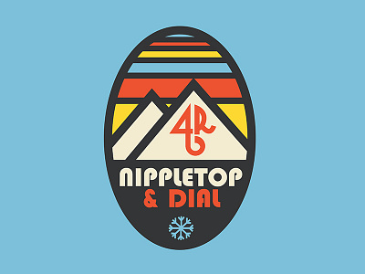 Nippletop & Dial Badge 46er adirondacks badge design hiking logo design mountains retro snowshoeing upstate ny