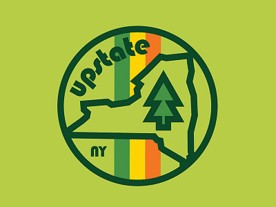 Upstate NY apparel badge logo retro run upstate sticker thick lines trees tshirt upstate new york upstate ny