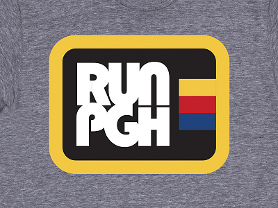 RUN PGH Marathon Apparel badge marathon merch patch pittsburgh retro retro apparel run runner thick lines tshirt
