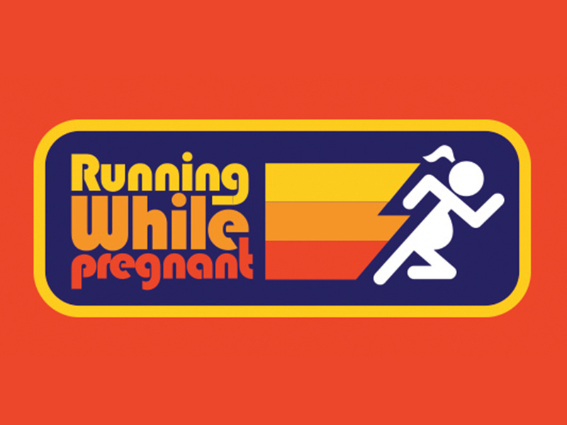 Running While Pregnant retro apparel patch retro sticker sticker vintage retro pregnant runner running while pregnant running runner maternity pregnancy pregnant