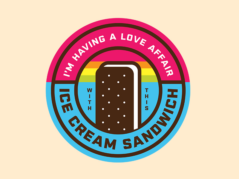 Ice Cream Sandwich fun thick lines sticker retro national ice cream sandwich day bluth arrested development badge ice cream ice cream sandwich