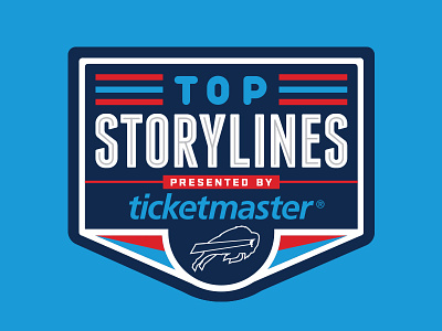 Top Storylines - Buffalo Bills badge design broadcast logo buffalo buffalo bills flat football logo nfl sports sports design sports logo stripes ticketmaster