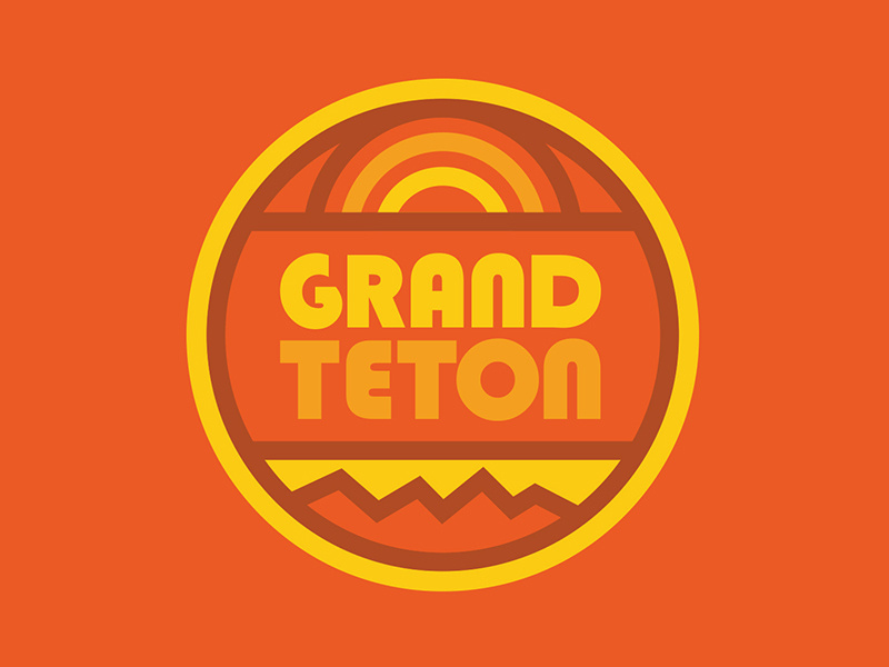 Grand Teton National Park nature outdoors national parks apparel vacation camper van jackson wyoming wyoming hiking design badge retro thick lines logo grand tetons grand teton