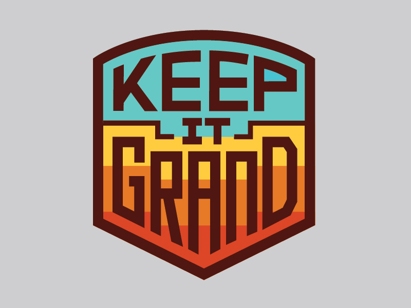 Keep It Grand Sticker logo patch national parks outdoors badge retro thick lines nature badge design keep nature wild grand canyon sticker