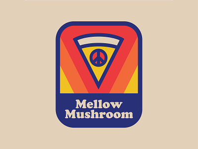 Mellow Mushroom badge beer flat design food logo mellow mushroom patch peace sign pizza retro sticker thick lines trippy