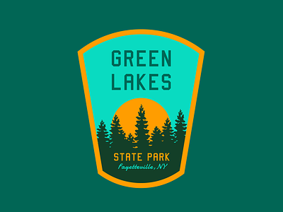 Green Lakes State Park badge logo mountains national parks outdoor apparel outdoors outdoors badge patch retro state park syracuse trees