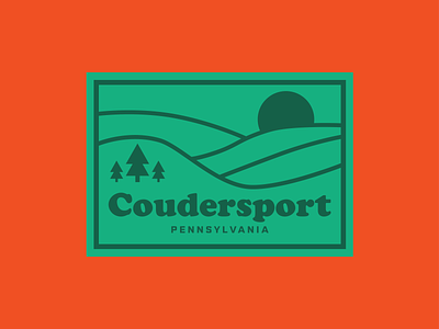 Coudersport PA - Hometown badge coudersport forest hiking logo outdoors pennsylvania potter county retro rolling hills state park sticker thick lines weekly warm up