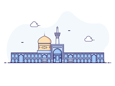 Imam Reza shrine illustration iran vector