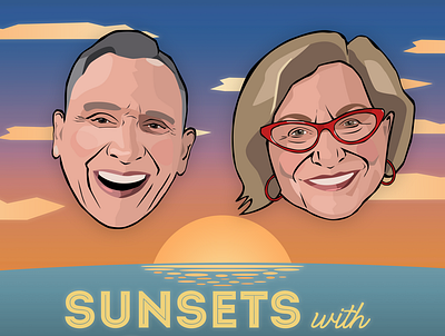 Digital Art for "Sunsets with Dan & Cindi" cartoon illustration illustration podcast art