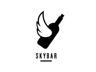 Skybar booze branding flying icon liquor logo reject typography wine wing