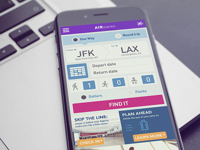 AIRwaves airline airport booking flights tickets transportation ui user interface