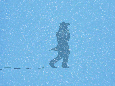 "I know that it is freezing but I think we have to walk" blizzard bright eyes illustration silhouette walking winter