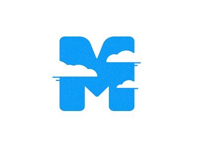 In the clouds blue cloud clouds letter m logo m sky typography