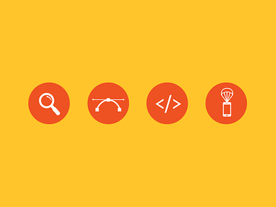 Research, Design, Develop, Deploy code deploy design develop developer html icon icon set icons parachute research