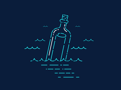 Message In A Bottle bottle line art lines message ocean scroll sea waves