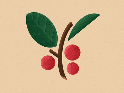 Cherry botanic cherry design digital flat flower grow illustration leafs minimal nature procreate textures