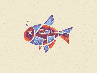Fish blue breaking contrast design divide division fish illustration logo minimal nature ocean orange scales sea textures