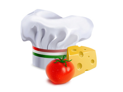 Cooking cheese chefs hat cooking icon tomato