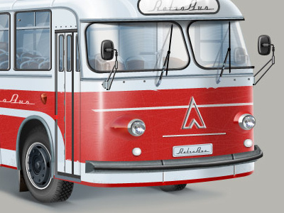 Retro bus icon illustration red retro vintage