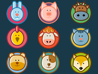 Animal icons animals icons free rabbit pig cow chicken sheep cat bear dog fox