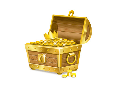 chest chest coins crown gold icon