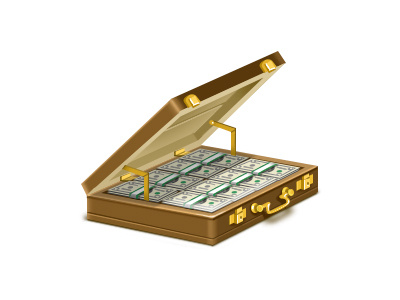 Case with money case dollars icon illustration million money