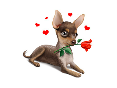 Dog with rose 14 dog icon illustration love rose valentines day