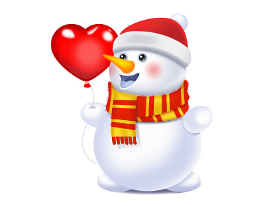 Snowman heart icon illustration new year snow snowman
